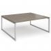 Connex Plus O Frame 1800 x 1600 x 725mm Back to Back Desk (2 x 1800mm) - Silver Frame Nebraska Oak Top HCO1816-S-NO