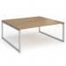 Connex Plus O Frame 1800 x 1600 x 725mm Back to Back Desk (2 x 1800mm) - Silver Frame Oak Top HCO1816-S-O