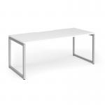 Connex Plus O Frame 1800 x 800 x 725mm Single Desk - Silver Frame White Top HCO188-S-WH
