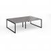 Connex Plus O Frame 2400 x 1600 x 725mm Back to Back Desk (4 x 1200mm) - Black Frame Grey Oak Top HCO2416-K-GO