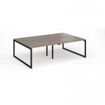 Connex Plus O Frame 2400 x 1600 x 725mm Back to Back Desk (4 x 1200mm) - Black Frame Nebraska Oak Top HCO2416-K-NO