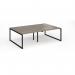 Connex Plus O Frame 2400 x 1600 x 725mm Back to Back Desk (4 x 1200mm) - Black Frame Nebraska Oak Top HCO2416-K-NO