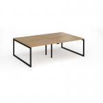 Connex Plus O Frame 2400 x 1600 x 725mm Back to Back Desk (4 x 1200mm) - Black Frame Oak Top HCO2416-K-O