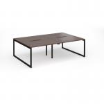 Connex Plus O Frame 2400 x 1600 x 725mm Back to Back Desk (4 x 1200mm) - Black Frame Walnut Top HCO2416-K-W
