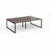 Connex Plus O Frame 2400 x 1600 x 725mm Back to Back Desk (4 x 1200mm) - Black Frame Walnut Top HCO2416-K-W