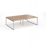 Connex Plus O Frame 2400 x 1600 x 725mm Back to Back Desk (4 x 1200mm) - Silver Frame Beech Top HCO2416-S-B