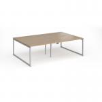 Connex Plus O Frame 2400 x 1600 x 725mm Back to Back Desk (4 x 1200mm) - Silver Frame Kendal Oak Top HCO2416-S-KO