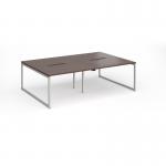 Connex Plus O Frame 2400 x 1600 x 725mm Back to Back Desk (4 x 1200mm) - Silver Frame Walnut Top HCO2416-S-W