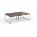 Connex Plus O Frame 2400 x 1600 x 725mm Back to Back Desk (4 x 1200mm) - Silver Frame Walnut Top HCO2416-S-W