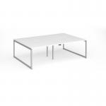 Connex Plus O Frame 2400 x 1600 x 725mm Back to Back Desk (4 x 1200mm) - Silver Frame White Top HCO2416-S-WH