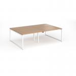 Connex Plus O Frame 2400 x 1600 x 725mm Back to Back Desk (4 x 1200mm) - White Frame Beech Top HCO2416-WH-B