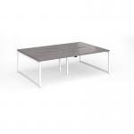 Connex Plus O Frame 2400 x 1600 x 725mm Back to Back Desk (4 x 1200mm) - White Frame Grey Oak Top HCO2416-WH-GO
