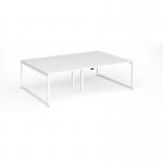 Connex Plus O Frame 2400 x 1600 x 725mm Back to Back Desk (4 x 1200mm) - White Frame White Top HCO2416-WH-WH