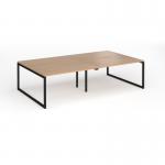 Connex Plus O Frame 2800 x 1600 x 725mm Back to Back Desk (4 x 1400mm) - Black Frame Beech Top HCO2816-K-B