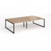 Connex Plus O Frame 2800 x 1600 x 725mm Back to Back Desk (4 x 1400mm) - Black Frame Beech Top HCO2816-K-B