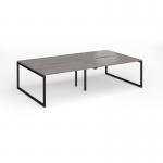 Connex Plus O Frame 2800 x 1600 x 725mm Back to Back Desk (4 x 1400mm) - Black Frame Grey Oak Top HCO2816-K-GO