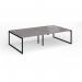 Connex Plus O Frame 2800 x 1600 x 725mm Back to Back Desk (4 x 1400mm) - Black Frame Grey Oak Top HCO2816-K-GO