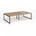 Connex Plus O Frame 2800 x 1600 x 725mm Back to Back Desk (4 x 1400mm) - Black Frame Oak Top HCO2816-K-O