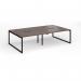 Connex Plus O Frame 2800 x 1600 x 725mm Back to Back Desk (4 x 1400mm) - Black Frame Walnut Top HCO2816-K-W
