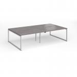 Connex Plus O Frame 2800 x 1600 x 725mm Back to Back Desk (4 x 1400mm) - Silver Frame Grey Oak Top HCO2816-S-GO