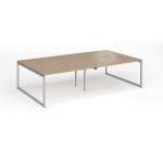 Connex Plus O Frame 2800 x 1600 x 725mm Back to Back Desk (4 x 1400mm) - Silver Frame Kendal Oak Top HCO2816-S-KO