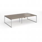 Connex Plus O Frame 2800 x 1600 x 725mm Back to Back Desk (4 x 1400mm) - Silver Frame Nebraska Oak Top HCO2816-S-NO