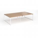 Connex Plus O Frame 2800 x 1600 x 725mm Back to Back Desk (4 x 1400mm) - White Frame Beech Top HCO2816-WH-B