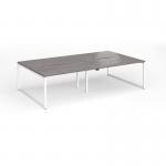 Connex Plus O Frame 2800 x 1600 x 725mm Back to Back Desk (4 x 1400mm) - White Frame Grey Oak Top HCO2816-WH-GO