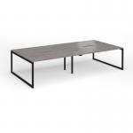 Connex Plus O Frame 3200 x 1600 x 725mm Back to Back Desk (4 x 1600mm) - Black Frame Grey Oak Top HCO3216-K-GO
