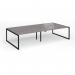 Connex Plus O Frame 3200 x 1600 x 725mm Back to Back Desk (4 x 1600mm) - Black Frame Grey Oak Top HCO3216-K-GO