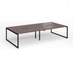Connex Plus O Frame 3200 x 1600 x 725mm Back to Back Desk (4 x 1600mm) - Black Frame Walnut Top HCO3216-K-W