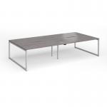 Connex Plus O Frame 3200 x 1600 x 725mm Back to Back Desk (4 x 1600mm) - Silver Frame Grey Oak Top HCO3216-S-GO