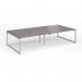 Connex Plus O Frame 3200 x 1600 x 725mm Back to Back Desk (4 x 1600mm) - Silver Frame Grey Oak Top HCO3216-S-GO