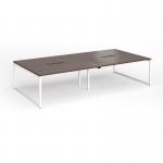 Connex Plus O Frame 3200 x 1600 x 725mm Back to Back Desk (4 x 1600mm) - White Frame Walnut Top HCO3216-WH-W