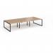 Connex Plus O Frame 3600 x 1600 x 725mm Back to Back Desk (6 x 1200mm) - Black Frame Beech Top HCO3616-K-B