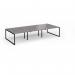Connex Plus O Frame 3600 x 1600 x 725mm Back to Back Desk (6 x 1200mm) - Black Frame Grey Oak Top HCO3616-K-GO