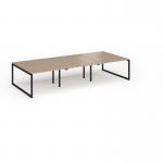 Connex Plus O Frame 3600 x 1600 x 725mm Back to Back Desk (6 x 1200mm) - Black Frame Kendal Oak Top HCO3616-K-KO