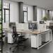 Connex Plus O Frame 3600 x 1600 x 725mm Back to Back Desk (6 x 1200mm) - Black Frame Nebraska Oak Top HCO3616-K-NO