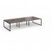 Connex Plus O Frame 3600 x 1600 x 725mm Back to Back Desk (6 x 1200mm) - Black Frame Walnut Top HCO3616-K-W