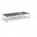 Connex Plus O Frame 3600 x 1600 x 725mm Back to Back Desk (6 x 1200mm) - Silver Frame Walnut Top HCO3616-S-W