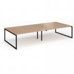 Connex Plus O Frame 3600 x 1600 x 725mm Back to Back Desk (4 x 1800mm) - Black Frame Beech Top HCO36L16-K-B