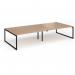 Connex Plus O Frame 3600 x 1600 x 725mm Back to Back Desk (4 x 1800mm) - Black Frame Beech Top HCO36L16-K-B