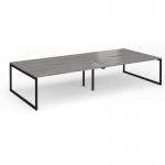 Connex Plus O Frame 3600 x 1600 x 725mm Back to Back Desk (4 x 1800mm) - Black Frame Grey Oak Top HCO36L16-K-GO