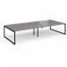 Connex Plus O Frame 3600 x 1600 x 725mm Back to Back Desk (4 x 1800mm) - Black Frame Grey Oak Top HCO36L16-K-GO