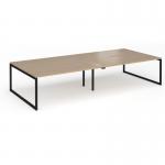 Connex Plus O Frame 3600 x 1600 x 725mm Back to Back Desk (4 x 1800mm) - Black Frame Kendal Oak Top HCO36L16-K-KO