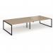 Connex Plus O Frame 3600 x 1600 x 725mm Back to Back Desk (4 x 1800mm) - Black Frame Kendal Oak Top HCO36L16-K-KO