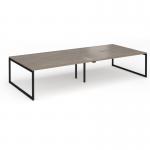 Connex Plus O Frame 3600 x 1600 x 725mm Back to Back Desk (4 x 1800mm) - Black Frame Nebraska Oak Top HCO36L16-K-NO