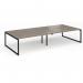 Connex Plus O Frame 3600 x 1600 x 725mm Back to Back Desk (4 x 1800mm) - Black Frame Nebraska Oak Top HCO36L16-K-NO