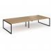 Connex Plus O Frame 3600 x 1600 x 725mm Back to Back Desk (4 x 1800mm) - Black Frame Oak Top HCO36L16-K-O