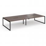 Connex Plus O Frame 3600 x 1600 x 725mm Back to Back Desk (4 x 1800mm) - Black Frame Walnut Top HCO36L16-K-W